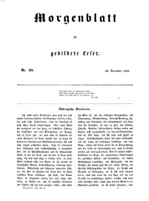 Morgenblatt für gebildete Leser (Morgenblatt für gebildete Stände) Sonntag 25. November 1855