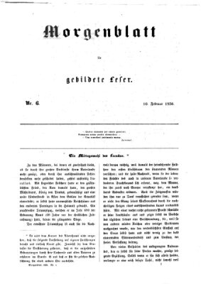 Morgenblatt für gebildete Leser (Morgenblatt für gebildete Stände) Sonntag 10. Februar 1856