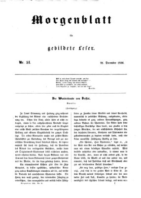 Morgenblatt für gebildete Leser (Morgenblatt für gebildete Stände) Sonntag 21. Dezember 1856