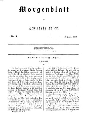 Morgenblatt für gebildete Leser (Morgenblatt für gebildete Stände) Sonntag 18. Januar 1857