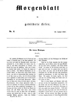 Morgenblatt für gebildete Leser (Morgenblatt für gebildete Stände) Sonntag 25. Januar 1857