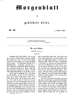 Morgenblatt für gebildete Leser (Morgenblatt für gebildete Stände) Sonntag 4. Oktober 1857