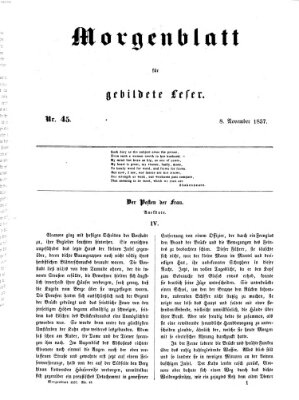 Morgenblatt für gebildete Leser (Morgenblatt für gebildete Stände) Sonntag 8. November 1857