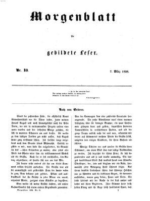 Morgenblatt für gebildete Leser (Morgenblatt für gebildete Stände) Sonntag 7. März 1858