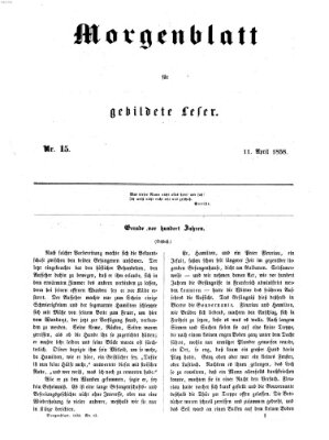 Morgenblatt für gebildete Leser (Morgenblatt für gebildete Stände) Sonntag 11. April 1858