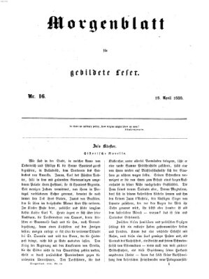 Morgenblatt für gebildete Leser (Morgenblatt für gebildete Stände) Sonntag 18. April 1858