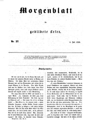 Morgenblatt für gebildete Leser (Morgenblatt für gebildete Stände) Sonntag 4. Juli 1858