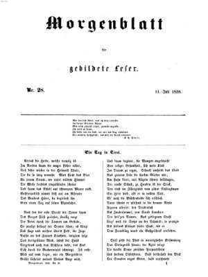 Morgenblatt für gebildete Leser (Morgenblatt für gebildete Stände) Sonntag 11. Juli 1858