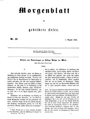 Morgenblatt für gebildete Leser (Morgenblatt für gebildete Stände) Sonntag 1. August 1858