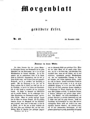 Morgenblatt für gebildete Leser (Morgenblatt für gebildete Stände) Sonntag 28. November 1858