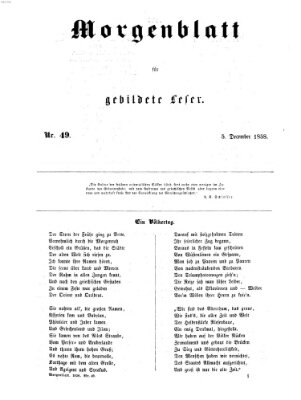 Morgenblatt für gebildete Leser (Morgenblatt für gebildete Stände) Sonntag 5. Dezember 1858