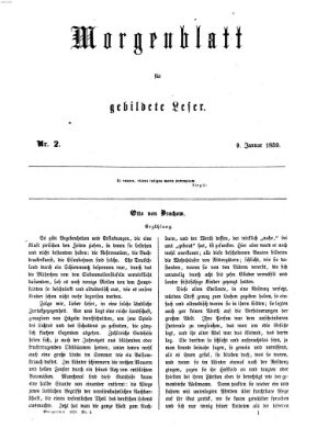 Morgenblatt für gebildete Leser (Morgenblatt für gebildete Stände) Sonntag 9. Januar 1859