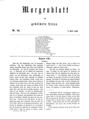 Morgenblatt für gebildete Leser (Morgenblatt für gebildete Stände) Sonntag 3. April 1859