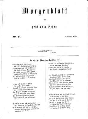 Morgenblatt für gebildete Leser (Morgenblatt für gebildete Stände) Sonntag 2. Oktober 1859