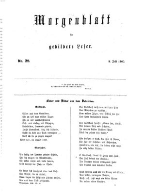 Morgenblatt für gebildete Leser (Morgenblatt für gebildete Stände) Sonntag 8. Juli 1860