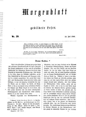 Morgenblatt für gebildete Leser (Morgenblatt für gebildete Stände) Sonntag 15. Juli 1860