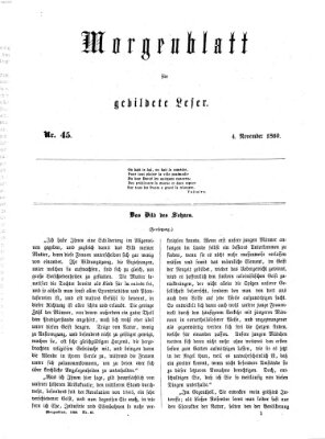 Morgenblatt für gebildete Leser (Morgenblatt für gebildete Stände) Sonntag 4. November 1860