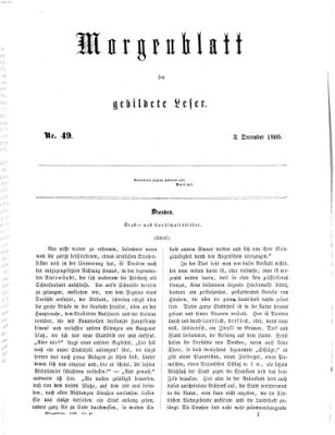 Morgenblatt für gebildete Leser (Morgenblatt für gebildete Stände) Sonntag 2. Dezember 1860