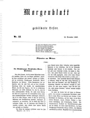 Morgenblatt für gebildete Leser (Morgenblatt für gebildete Stände) Sonntag 23. Dezember 1860