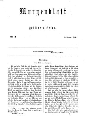 Morgenblatt für gebildete Leser (Morgenblatt für gebildete Stände) Dienstag 8. Januar 1861