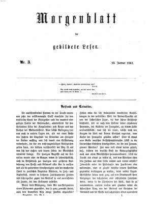 Morgenblatt für gebildete Leser (Morgenblatt für gebildete Stände) Dienstag 15. Januar 1861