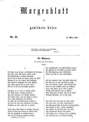 Morgenblatt für gebildete Leser (Morgenblatt für gebildete Stände) Dienstag 12. März 1861