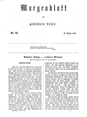 Morgenblatt für gebildete Leser (Morgenblatt für gebildete Stände) Dienstag 27. August 1861