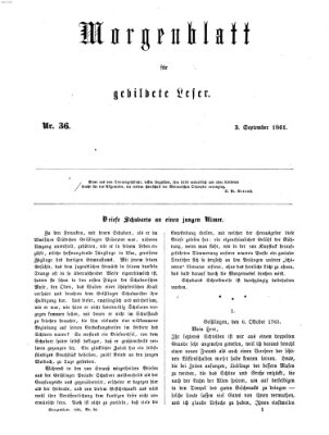 Morgenblatt für gebildete Leser (Morgenblatt für gebildete Stände) Dienstag 3. September 1861