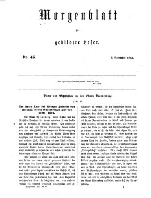 Morgenblatt für gebildete Leser (Morgenblatt für gebildete Stände) Dienstag 5. November 1861