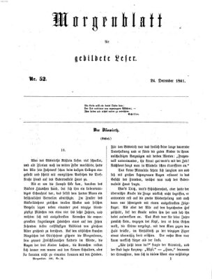 Morgenblatt für gebildete Leser (Morgenblatt für gebildete Stände) Dienstag 24. Dezember 1861