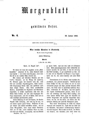 Morgenblatt für gebildete Leser (Morgenblatt für gebildete Stände) Mittwoch 22. Januar 1862