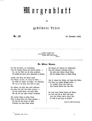 Morgenblatt für gebildete Leser (Morgenblatt für gebildete Stände) Mittwoch 24. Dezember 1862