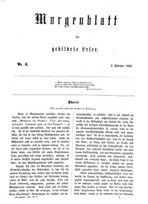 Morgenblatt für gebildete Leser (Morgenblatt für gebildete Stände) Donnerstag 5. Februar 1863