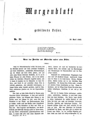 Morgenblatt für gebildete Leser (Morgenblatt für gebildete Stände) Donnerstag 30. April 1863