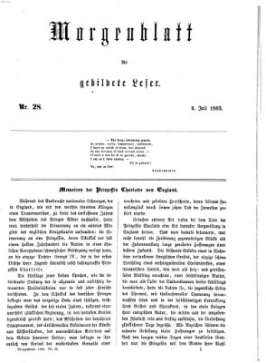 Morgenblatt für gebildete Leser (Morgenblatt für gebildete Stände) Donnerstag 9. Juli 1863