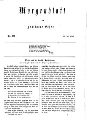 Morgenblatt für gebildete Leser (Morgenblatt für gebildete Stände) Donnerstag 16. Juli 1863