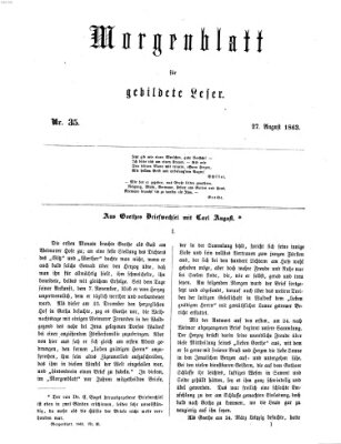 Morgenblatt für gebildete Leser (Morgenblatt für gebildete Stände) Donnerstag 27. August 1863