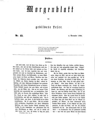 Morgenblatt für gebildete Leser (Morgenblatt für gebildete Stände) Freitag 4. November 1864