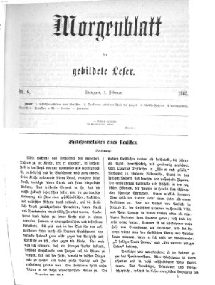 Morgenblatt für gebildete Leser (Morgenblatt für gebildete Stände) Sonntag 5. Februar 1865