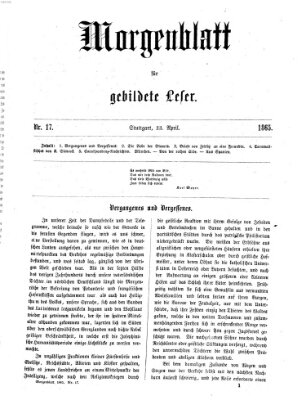 Morgenblatt für gebildete Leser (Morgenblatt für gebildete Stände) Sonntag 23. April 1865