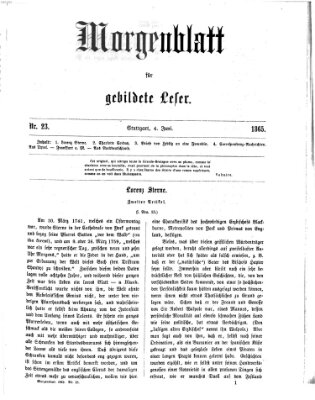 Morgenblatt für gebildete Leser (Morgenblatt für gebildete Stände) Sonntag 4. Juni 1865