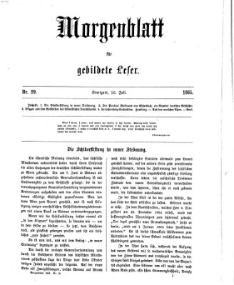 Morgenblatt für gebildete Leser (Morgenblatt für gebildete Stände) Sonntag 16. Juli 1865