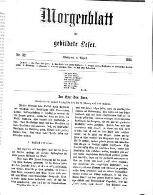 Morgenblatt für gebildete Leser (Morgenblatt für gebildete Stände) Sonntag 6. August 1865