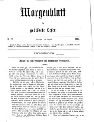 Morgenblatt für gebildete Leser (Morgenblatt für gebildete Stände) Sonntag 13. August 1865