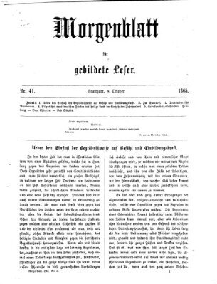 Morgenblatt für gebildete Leser (Morgenblatt für gebildete Stände) Sonntag 8. Oktober 1865