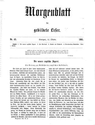 Morgenblatt für gebildete Leser (Morgenblatt für gebildete Stände) Sonntag 22. Oktober 1865