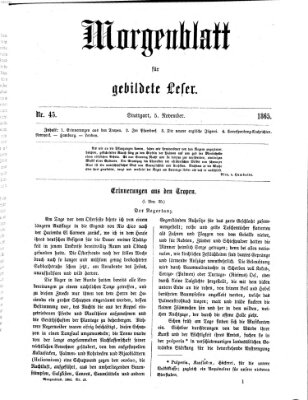 Morgenblatt für gebildete Leser (Morgenblatt für gebildete Stände) Sonntag 5. November 1865