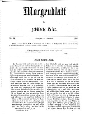 Morgenblatt für gebildete Leser (Morgenblatt für gebildete Stände) Sonntag 12. November 1865