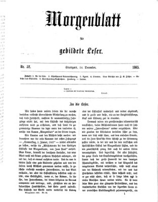 Morgenblatt für gebildete Leser (Morgenblatt für gebildete Stände) Sonntag 24. Dezember 1865