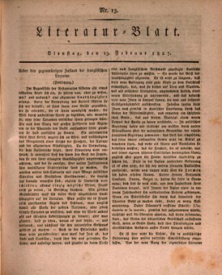 Morgenblatt für gebildete Stände. Literatur-Blatt (Morgenblatt für gebildete Stände) Dienstag 13. Februar 1827